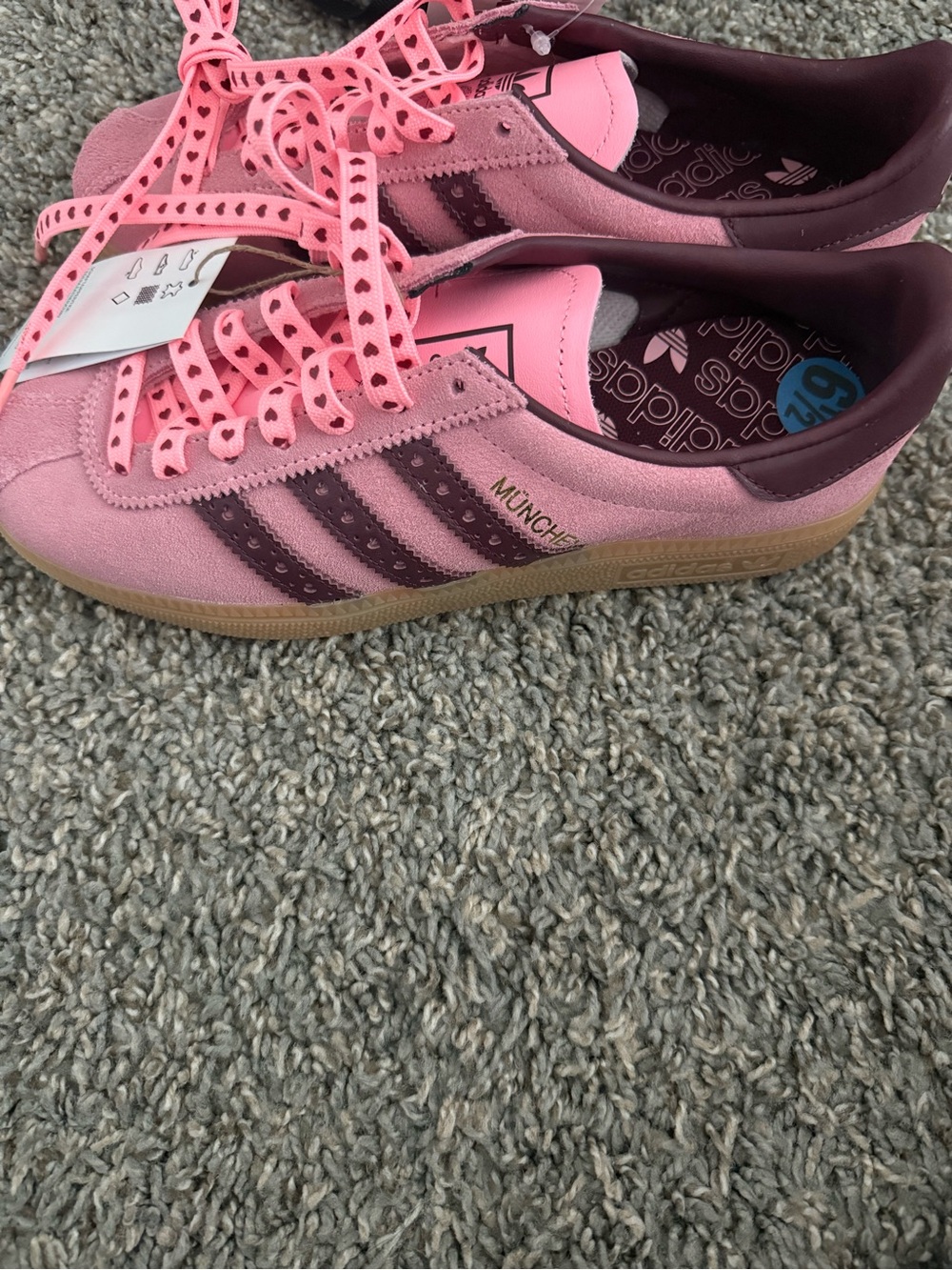 adidas Pink and Maroon München Suede Sneakers